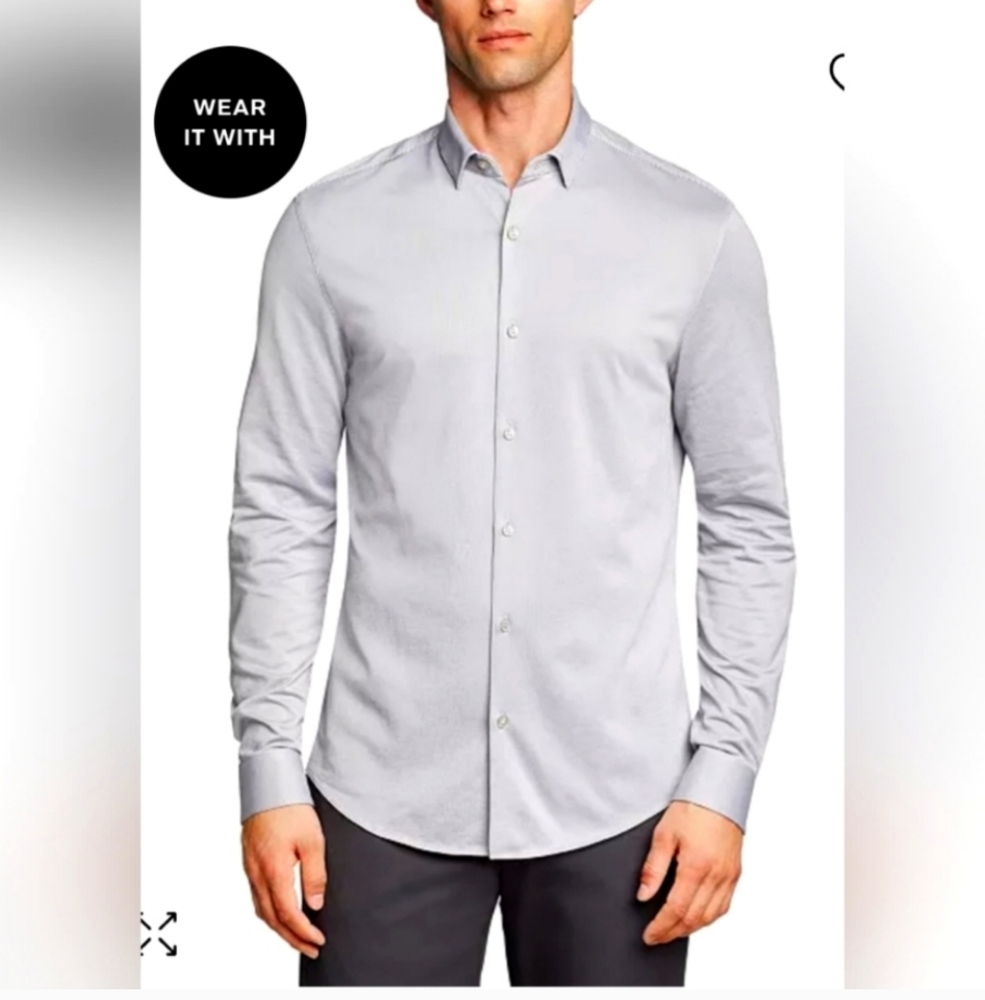 Calvin Klein Men's Slim Fit Performance Non Iron Dress Shirt size 15 1/2 32/33 L